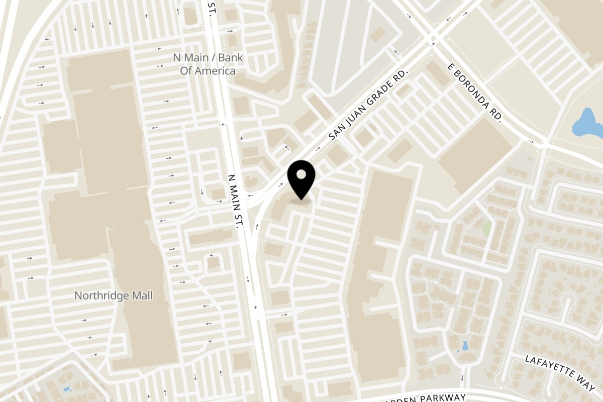 Map showing the location of Fryda's Cafe on 1746 N Main St in Salinas